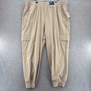 Old Navy Pants Womens 2X Plus Beige Sleektech Go Dry Jogger Stretch Pockets NWT